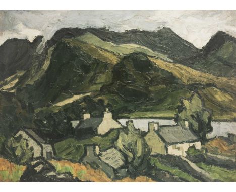 ‡ SIR KYFFIN WILLIAMS RA (1918-2006) limited edition (112/150) print - Eryri (Snowdonia) landscape at Fachwen with houses, si