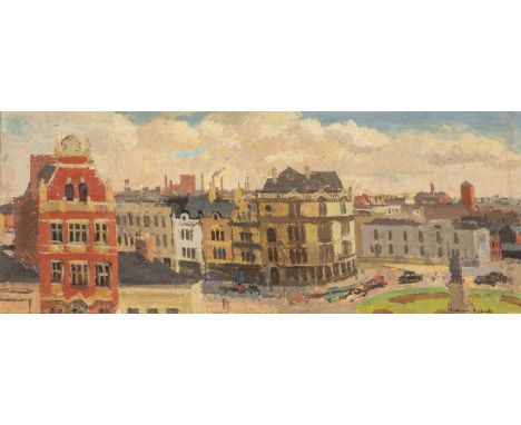 ‡HOWARD ROBERTS (1922-2001) oil on panel - entitled verso 'St Mary's Street, Cardiff' on Martin Tinney Gallery label, signed,