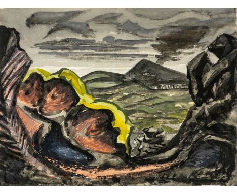 ‡ERIC MALTHOUSE (1914-1997) mixed media - entitled verso, 'Pithead' on Martin Tinney gallery, 27 x 37cmsProvenance: private c