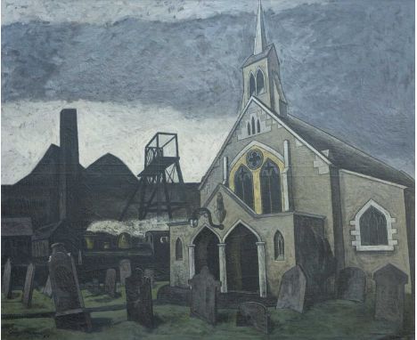 ‡ GEORGE CHAPMAN (1908-1993) fine and large exhibition quality oil on canvas - 'Church and Mine' with St Davids church at Hop