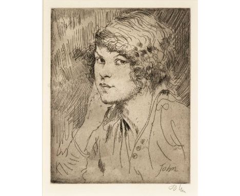 ‡AUGUSTUS EDWIN JOHN RA (1878-1961) etching – entitled verso ‘A Girl’s Head’ on Martin Tinney Gallery label, c. 1919, signed 