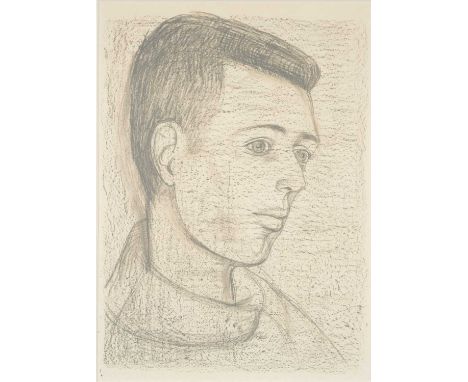 ‡BRENDA CHAMBERLAIN (1912-1971) wax crayon on wax frottage on paper - entitled verso 'Head of Man' on Martin Tinney Gallery l