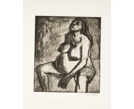 ‡GEORGE CHAPMAN (1908-1993) etching -entitled 'Pregnant Woman I (Kate)', signed in pencil, c. 1954, 39 x 34cmsProvenance: pri