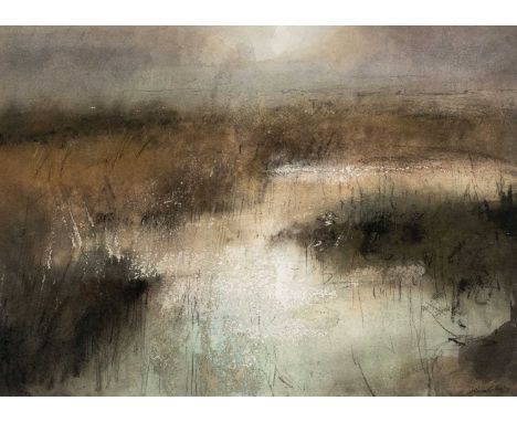 ‡WILLIAM SELWYN (b. 1933) watercolour and mixed media - entitled verso 'Moonlight' on Thackeray Gallery label, signed, 40 x 5