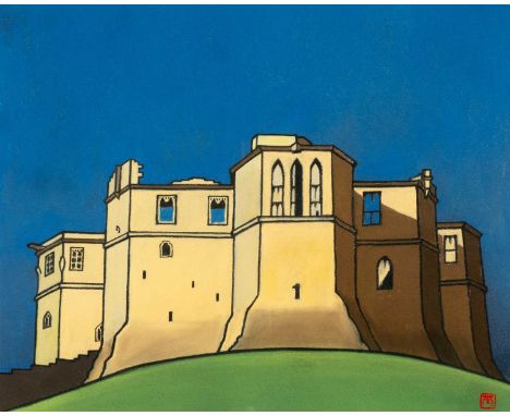 ‡TOM JONES (1936-2017) pastel - entitled verso 'Warkworth Castle', signed with monogram, 36 x 44cmsProvenance: private collec