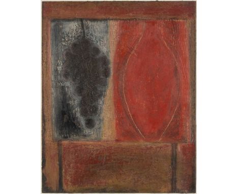 ‡VIVIENNE WILLIAMS (b.1955) acrylic - entitled verso, 'Table with Flask and Grapes' on Attic Gallery label, signed, 50 x 40cm