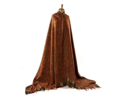 TRADITIONAL LARGE WELSH PAISLEY CASHMERE WOOLEN SHAWL (SIÔL), possibly cotton silk and fine wool, 300 x 170cmsProvenance: pri