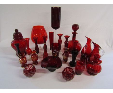 Large collection of red / ruby glass