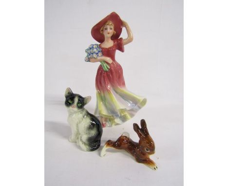 Collection of W. Goebel W. Germany figures to include a lady, rabbit, and cat&nbsp;