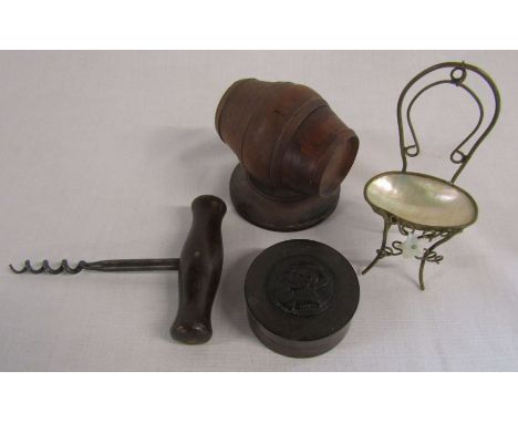 Sikes hydrometer by Long of London, treen, corkscrew, dominoes etc