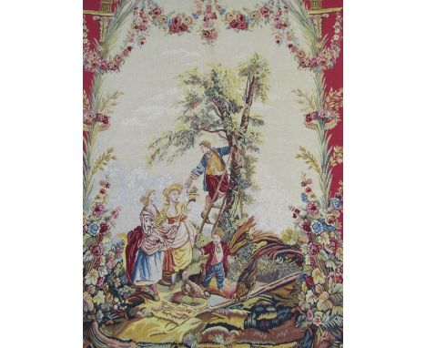 Large 20th century JP Paris Point de loiselles Royal Tapestry - 'Tapestry designed, produced, woven in Flanders in Halluin Fr