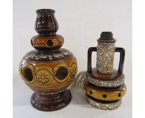 2 x West German Lamps - 1 floor lamp Brown da 527 approx. H 40cm (slight crack) and Fat Lava lamp approx. H 28cm (both untest