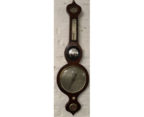 19th century mahogany onion top barometer with thermometer