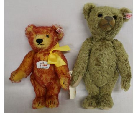 2 Steiff limited edition teddy bears:-&nbsp; red &amp; yellow bear No. 672248 with original label / ceramic label 23cm &amp; 