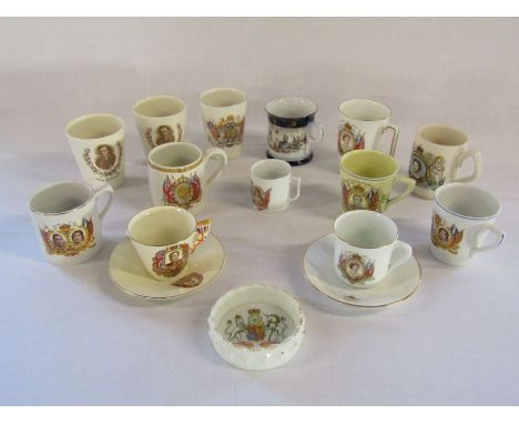 Selection of Coronation mugs and trinket dish