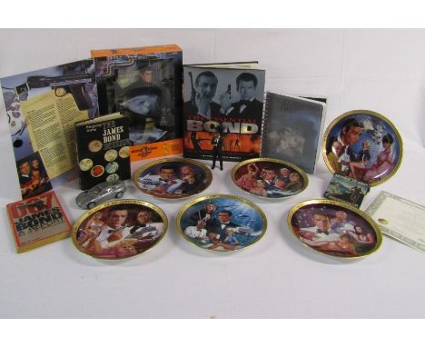 Selection of James Bond ephemera, to include Action Man 007 - Franklin Mint plates some with certificates - The James Bond Do