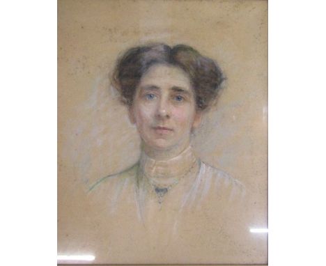 Portrait of Edith Burton in pastel with attribution verso to 'Edith Burton paint ....... Florence Hardy 1913' 49cmx59cm (incl