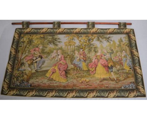 Hanging wall tapestry of an outdoor dancing scene. 105cm by 63cm