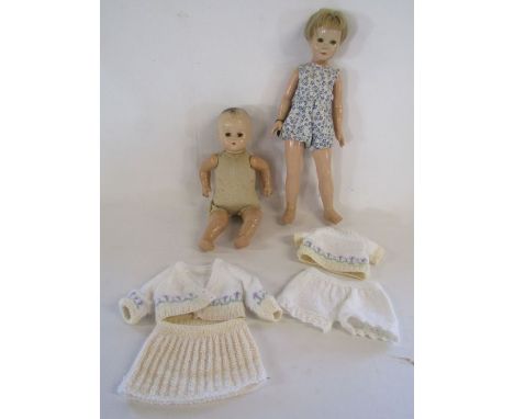 Vintage Effanbee American Children durable doll with blonde bob and blue eyes and a vintage R&amp;B baby doll with some hand 