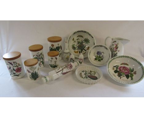 Collection Port Meirion 'Botanics' pottery, salt, pepper and oil, rolling pin etc