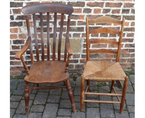 Farm house chair &amp; a rush seated ladder back chair