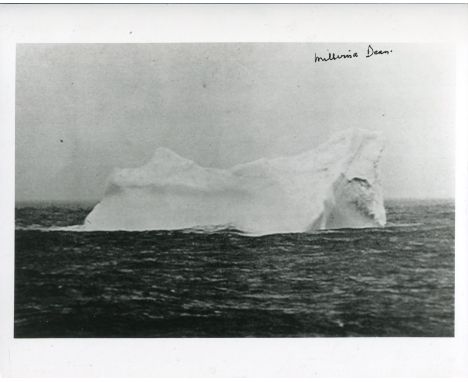 TITANIC 8x10 inch photo signed by Titanic survivor Millvina Dean. This photo is believed to be the only one existing of what 