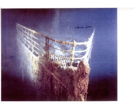 TITANIC 8x12 inch photo of the wreck of RMS Titanic signed by survivor Millvina Dean. An evocative image of the bow of Titani
