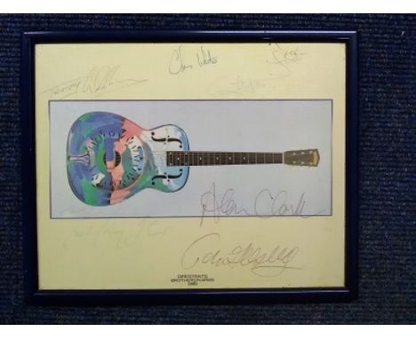 Dire Straits print signed by Seven band members Mark Knopfler, Alan Clark, John Illsley, Guy Fletcher, Terry Williams, Jack S