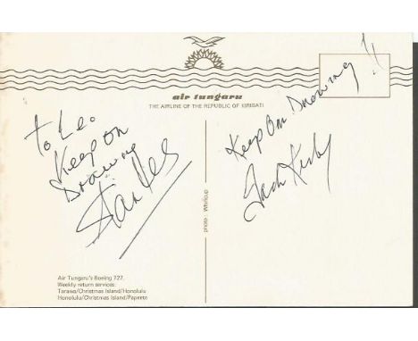 Superman illustrator Jack Kirby & Stan Lee signed postcard. Good Condition. All signed items come with our certificate of aut