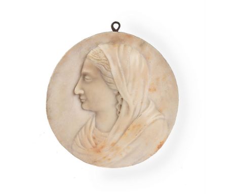 AN ITALIAN MARBLE PORTRAIT ROUNDEL OF AN EMPRESS 19TH CENTURY 28cm highProvenance: The Simon Neal Collection 