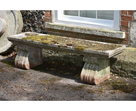 A COMPOSITION STONE BENCH IN EARLY 19TH CENTURY STYLE, LATE 19TH/EARLY 20TH CENTURYapproximately 46cm high, 167.5cm wide, 45.