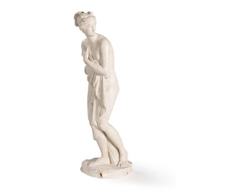 AN ITALIAN STONEMASON'S PLASTER MAQUETTE FIGURE OF APHRODITE19TH CENTURYthe reverse with with pointing marks for indirect car