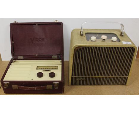 A vintage Ever Ready 'Sky King' transistor radio plus a Vidor radio attaché portable receiver CN381B