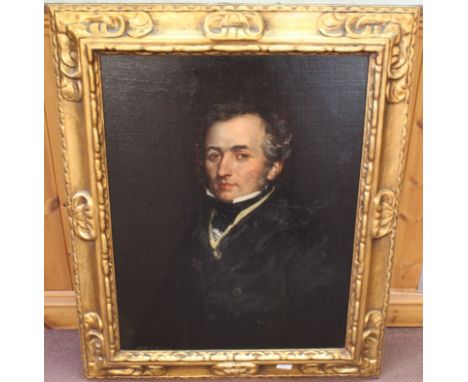A 20th Century framed oleograph of a gentleman, 73cm x 53cm