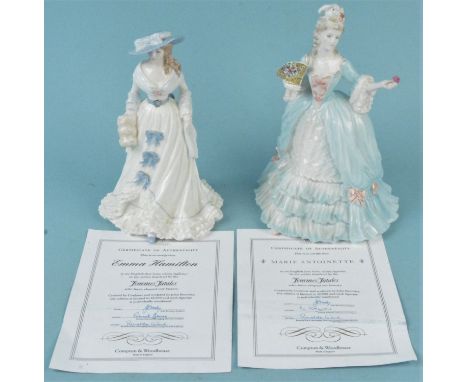Two boxed limited edition Coalport lady figurines from the 'Femme Fatales' series, Emma Hamilton 773/12,500 and Marie Antoine