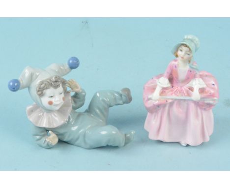 Royal Doulton Bo-Peep HN1811 figurine and Nao by Lladro jester figurine