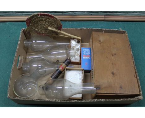 A vintage 'Pears Transparent Soap' wooden box plus oil lamp funnels etc