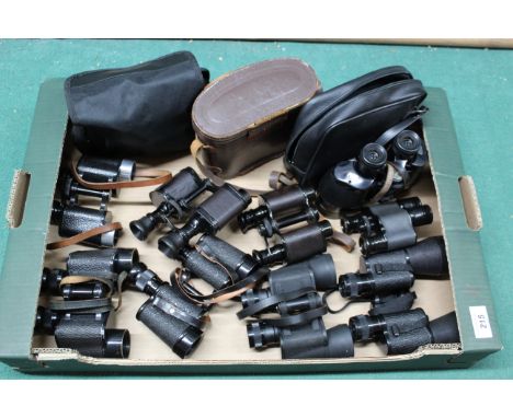 A collection of twelve pairs of binoculars including vintage examples