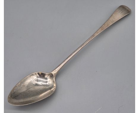 Georgian London Silver serving spoon. Produced by Dennis Langton. 114grams. 30cm length. 