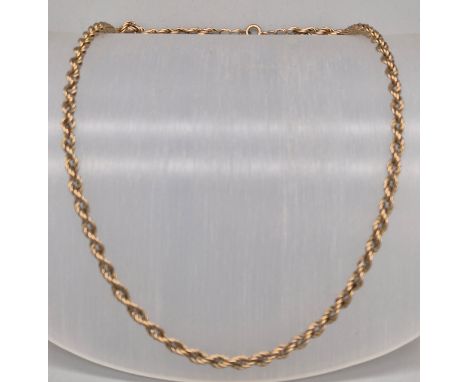 9ct yellow gold rope chain necklace. 8.29grams. 