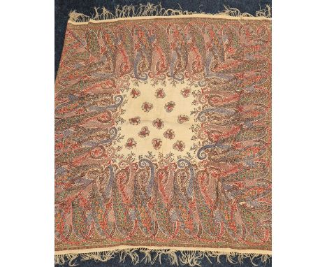 Antique hand made Paisley pattern Shawl. 157x145cm. 
