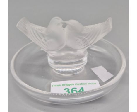 Vintage Lalique double dove design Ring dish. 