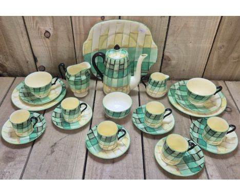 Large Crown Staffordshire Coffee Service; Coffee pot, Sugar, Cream, Cups n Saucers.