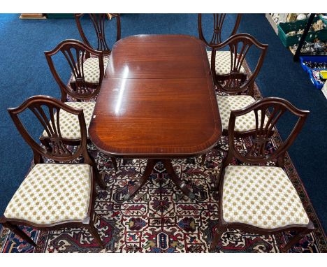 Reproduction Stongbow furniture dining table and 6 chairs. 73x175x76cm. 
