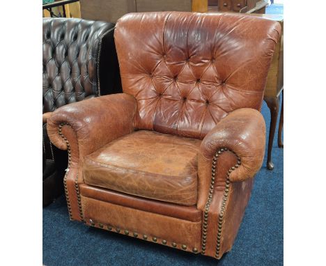 Rustic Leather Reclining Rocking Arm Chair 