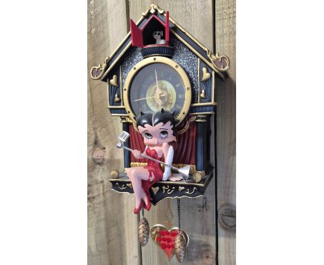 Betty Boop Figural Wall clock with weights &amp; Pendulum. 