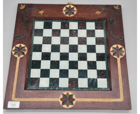 Antique Hand painted chess board. 43x43cm. 