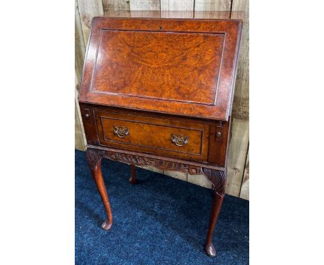 20th century Burr walnut writing bureau. 