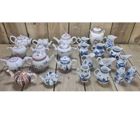 Collection of Franklin mint Victoria &amp; Albert museum collectors tea pots together with crate of Royal Worcester Billy flo