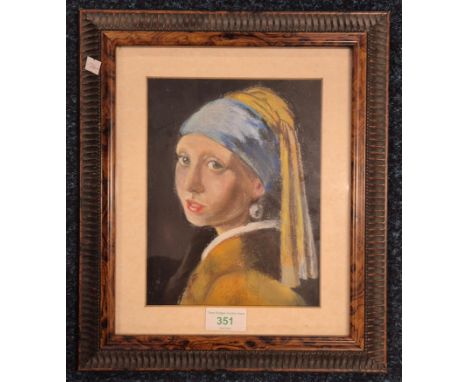 Dorrance Original pastel titled "Girl with Pearl Earring" Details to back. 35x29cm Frame.